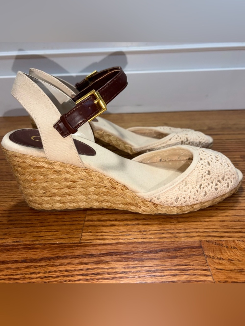 Chaps Damara Slingback Crochet Espadrille Wedge Sandals Shoes, sz 11B - Picture 3 of 9
